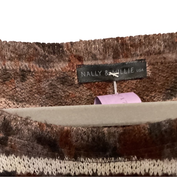 Nally&Millie pullover sweater in brown &cream stripes sizeS/M - Picture 8 of 8